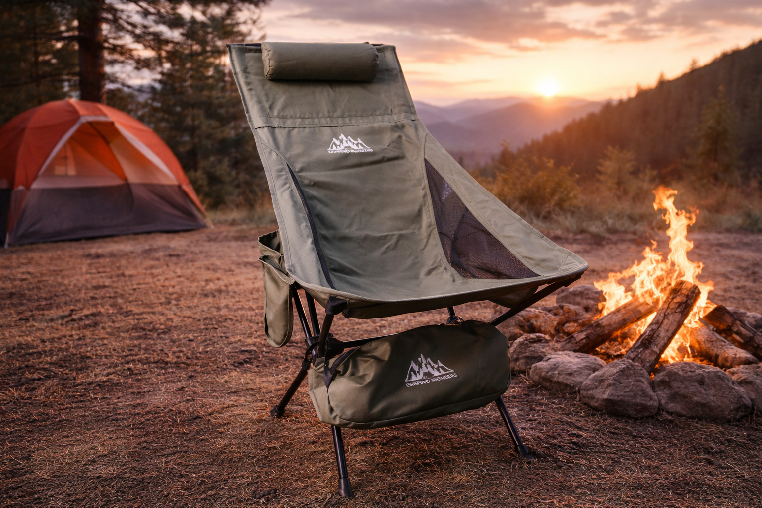 Kompakter Campingstuhl "Cozy Pioneer" - Geringes Packmaß mit bequemer Kopfstütze