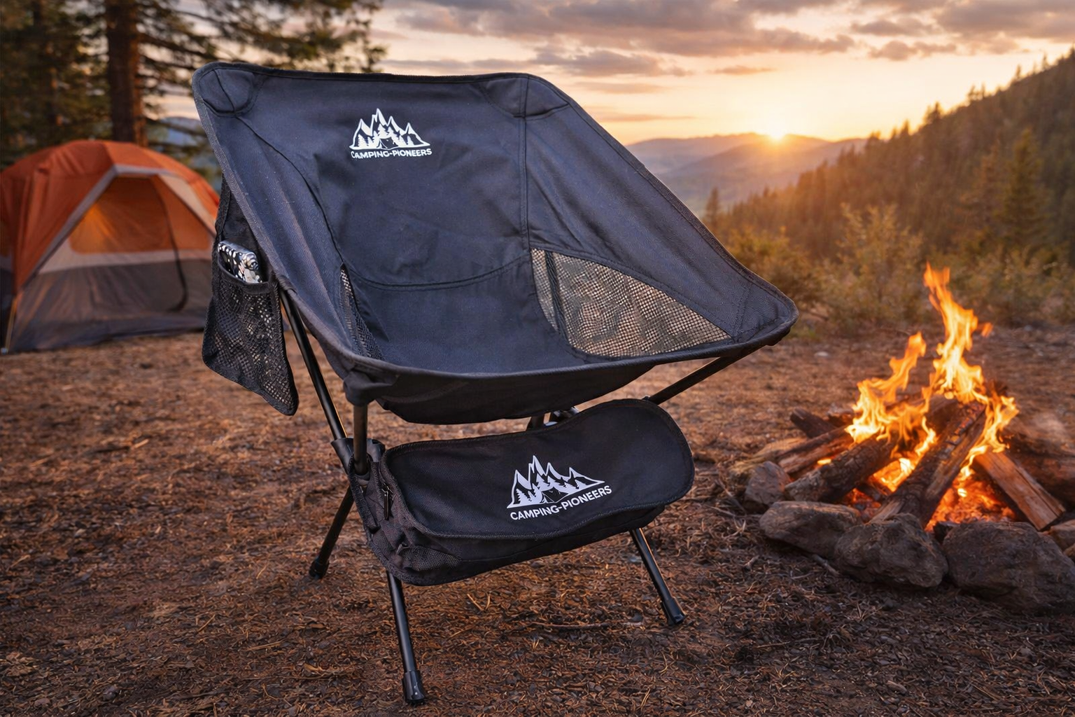 Compact camping chair "Smart Pioneer" - small pack size with plenty of storage space