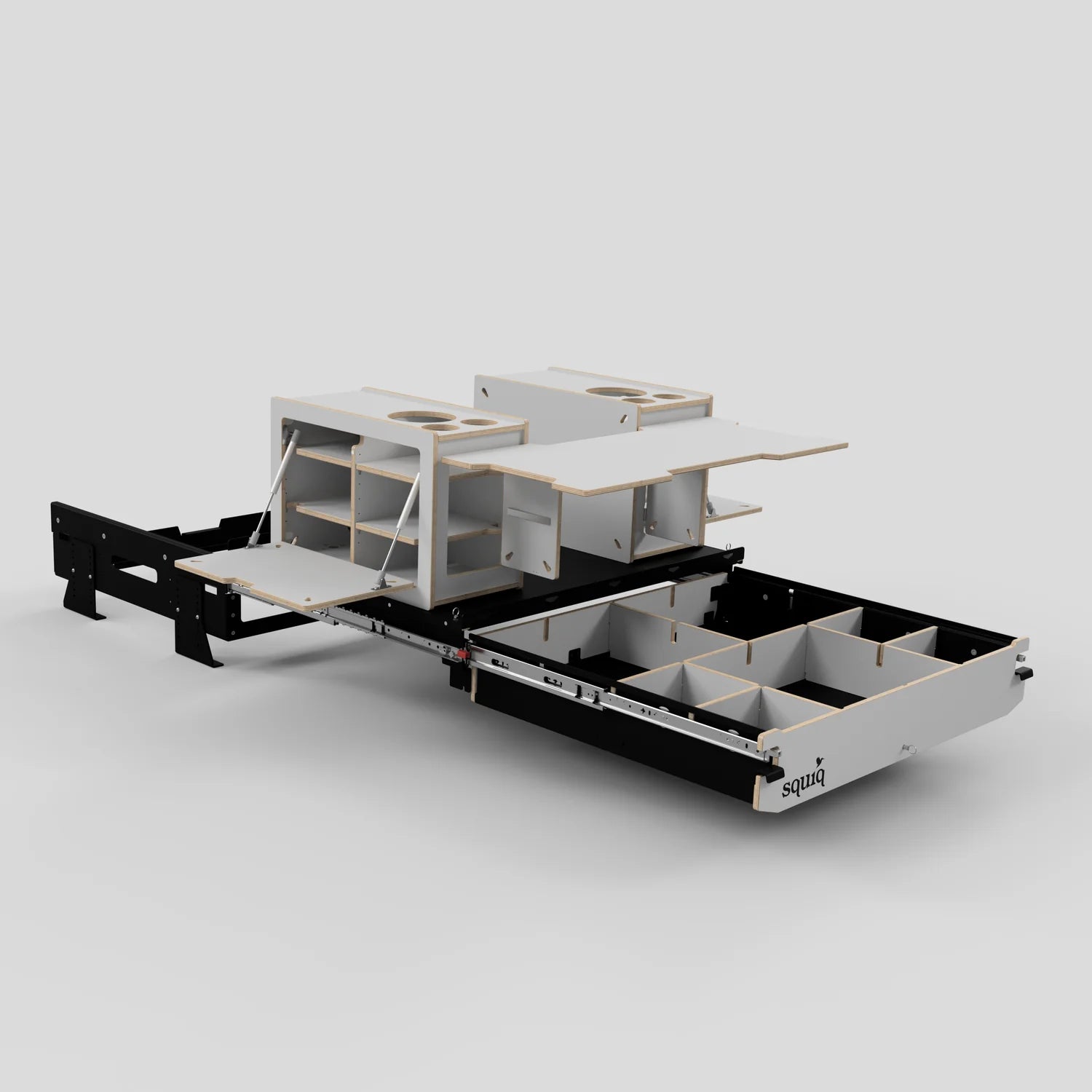 SQUIQ Traveler compact – Trunk pull-out with camping box for compact SUVs & station wagons