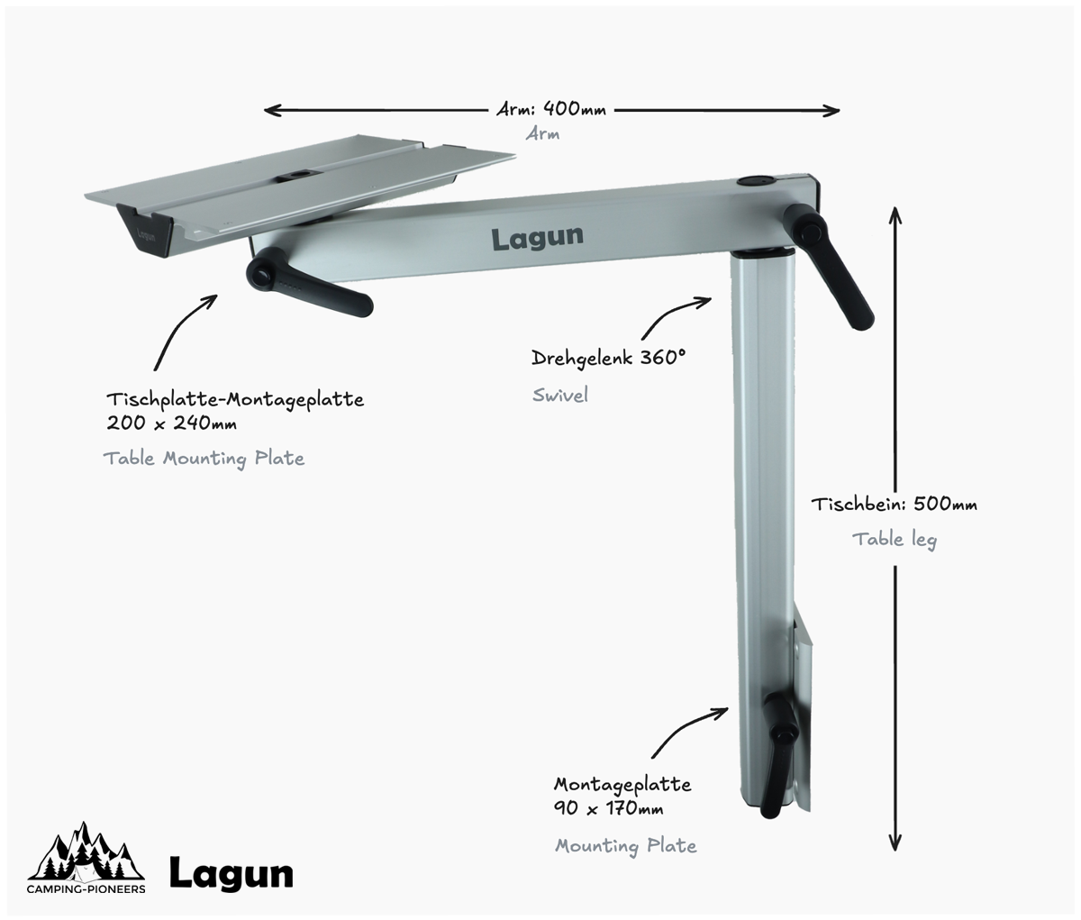Lagun table frame - flexible table for motorhomes & campers