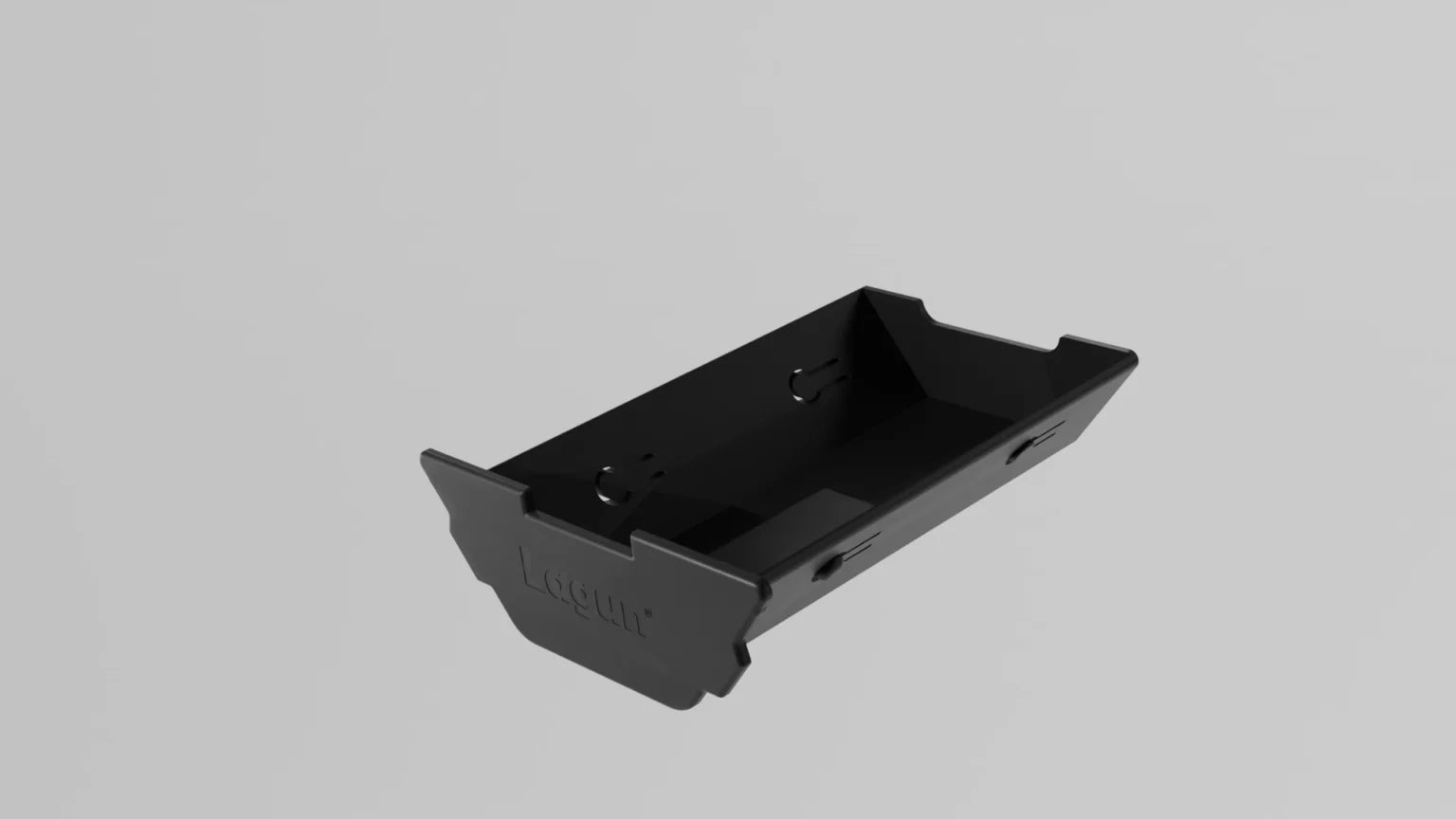 Hidden. Lagun Storage compartment under a tabletop.