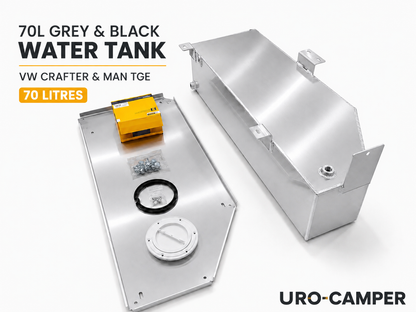 Wassertank 70 l  Unterflur aus Aluminium Fahrerseite - Abwasser für MAN TGE VW Crafter ab 2017