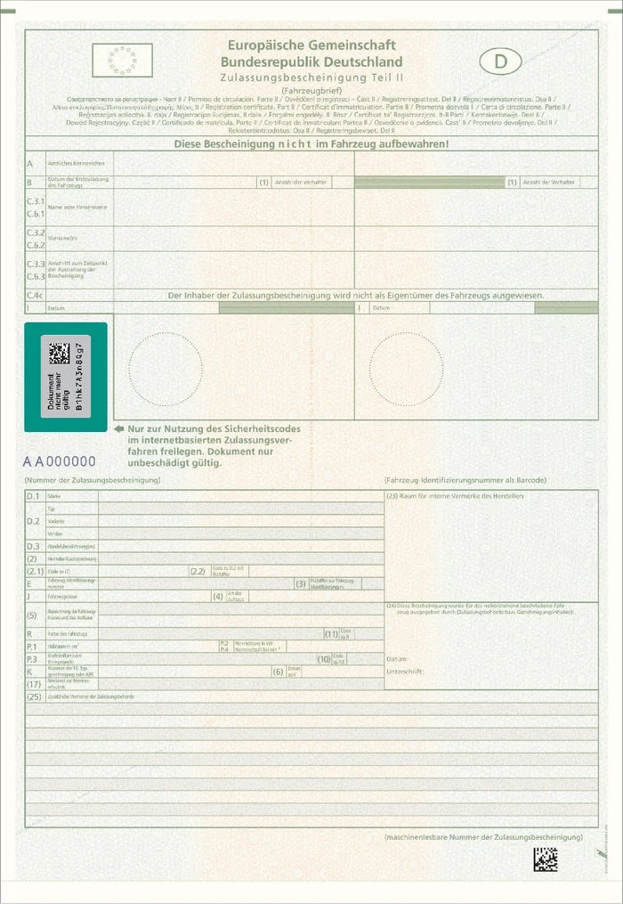 Zulassungspapiere (Anhänger)