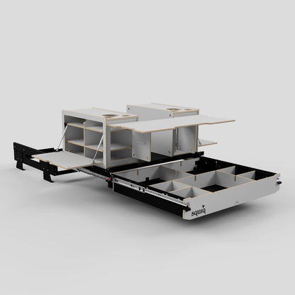 SQUIQ Traveler max – Kofferraumauszug mit Campingbox für Van, Caddy &amp; ID.Buzz