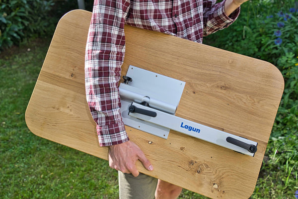Lagun under table mounting plate with rotating and folding axis
