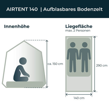 Vickywood Freistehendes Campingzelt aufblasbar 140 grau