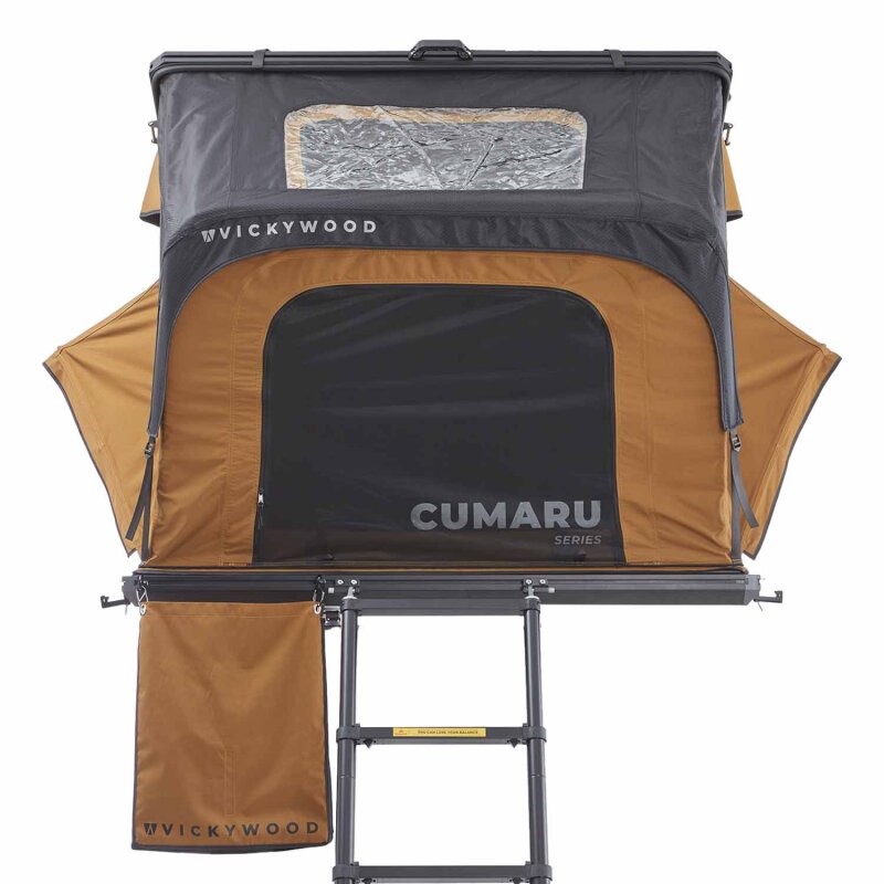 Vickywood Aluminum Hardshell Roof Tent CUMARU UP 145 Gold Brown