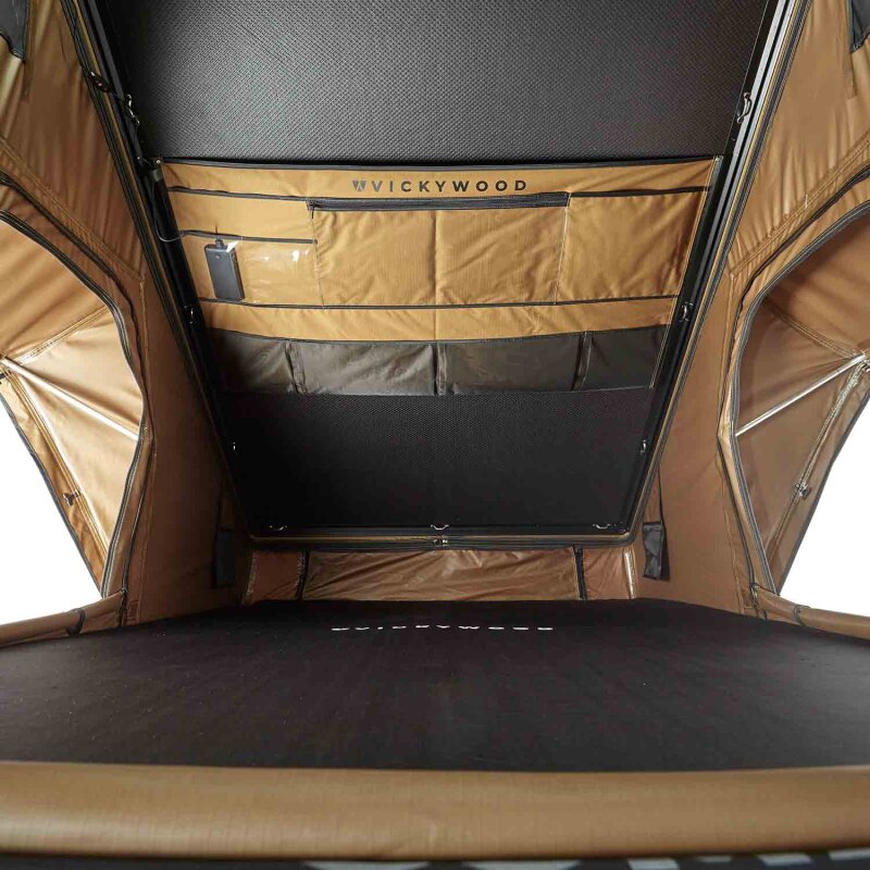 Vickywood Aluminum Hardshell Roof Tent CUMARU UP 145 Gold Brown